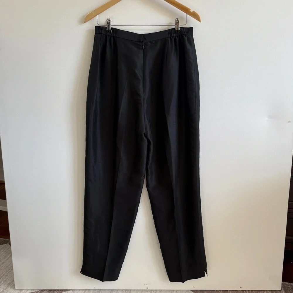 Vintage Silk Trousers High Waist Black 12